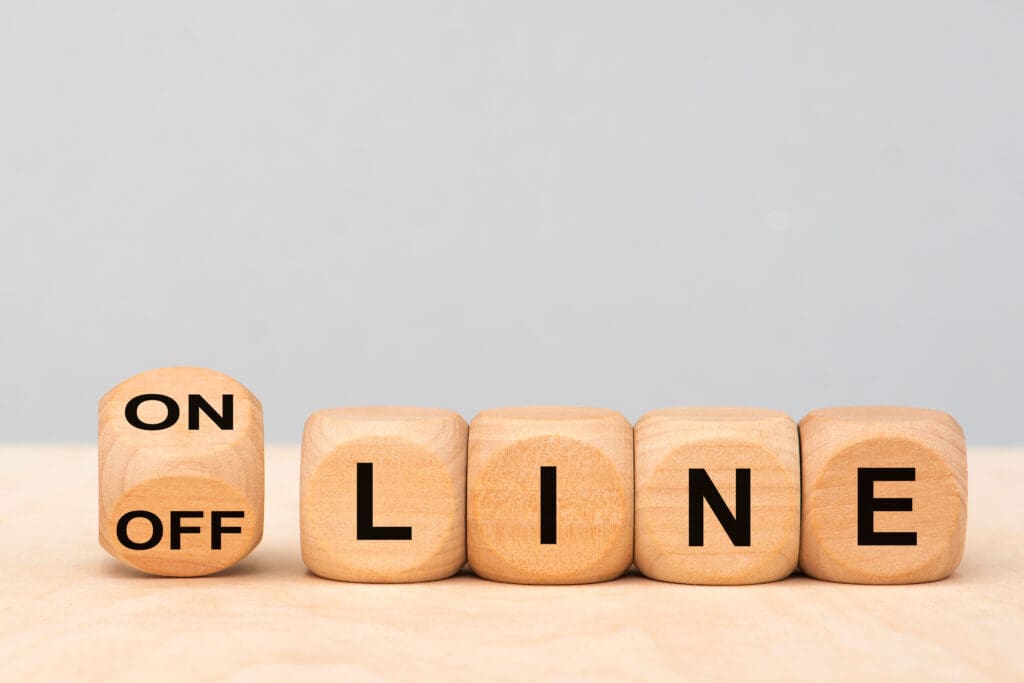 online and offline printed on cubes